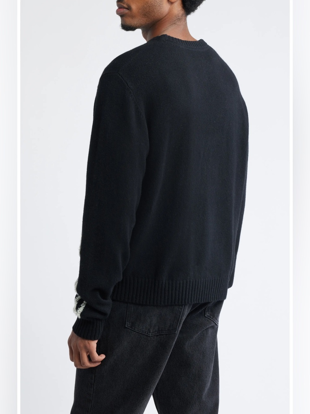 MARKET Skelly Intarsia Wool Blend Sweater, Black/white, size XL - Picture 2 of 12